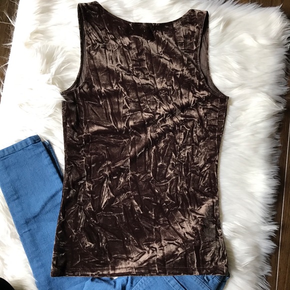 Intuitions Velvet Tank Beaded Leaves size Small - Picture 6 of 6